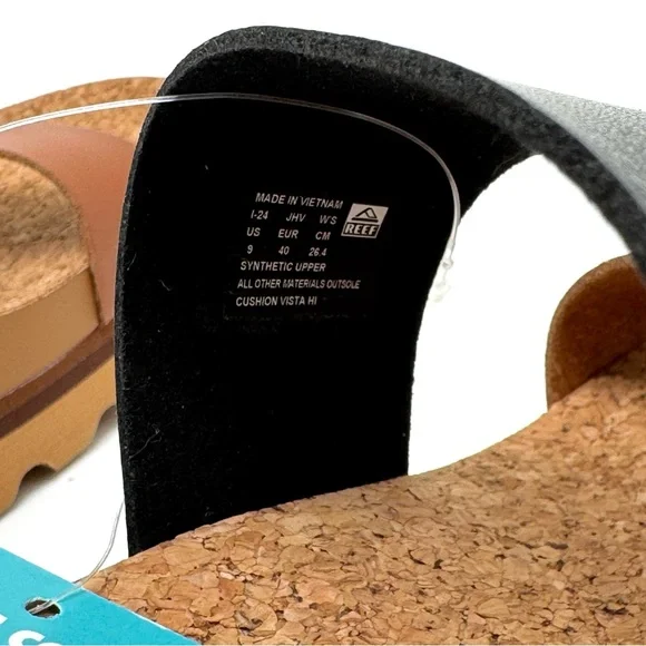 Reef Cushion Vista Hi Sandals Black Duo Platform Slide Size 9 - Picture 10 of 14